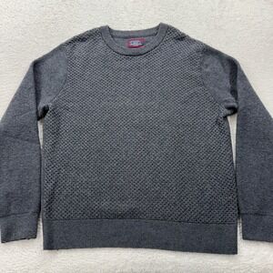 UNTUCKit Mens Extrafine Merino Wool Blend Textured Crewneck Sweater Gray Medium